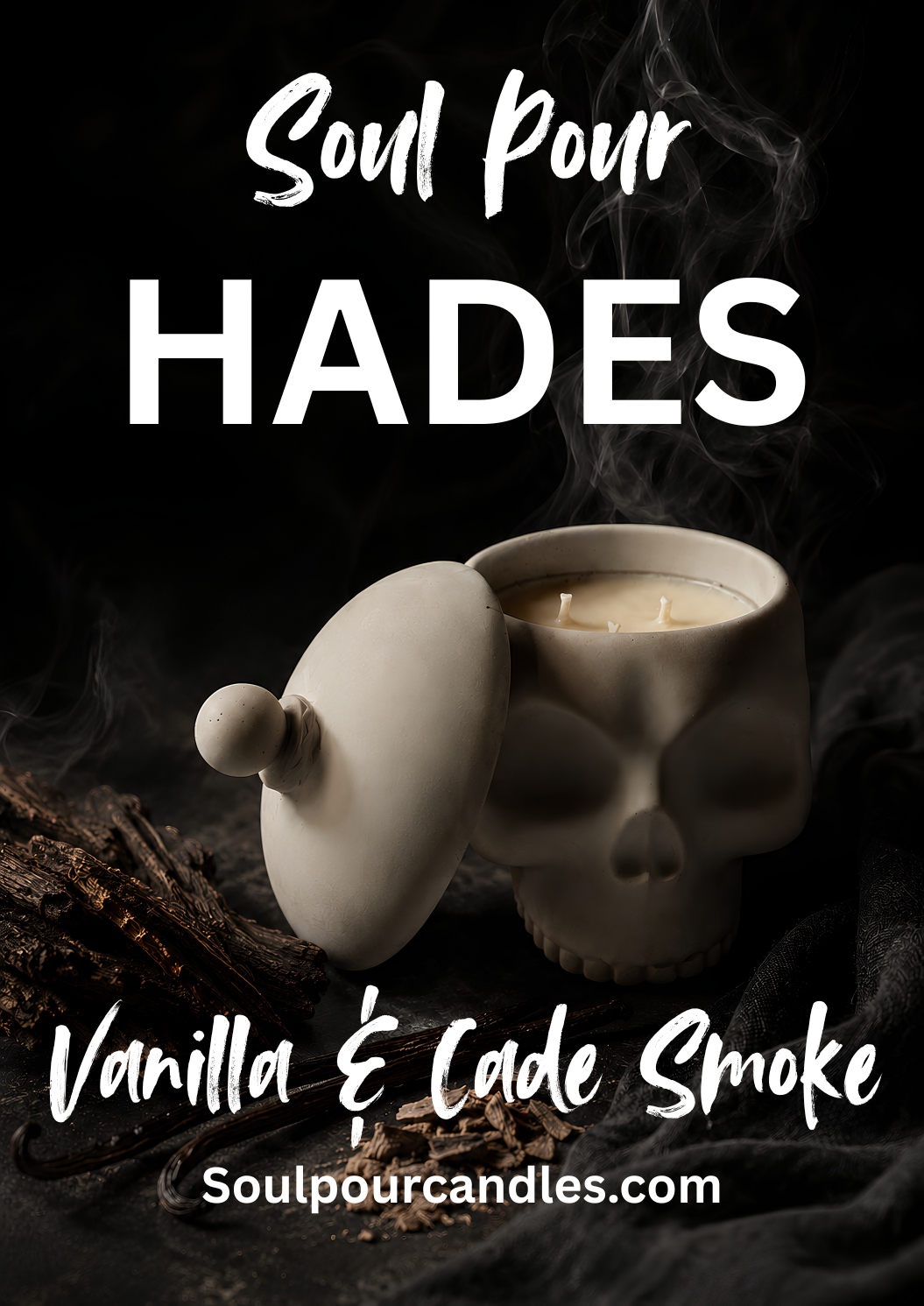 Hades: Vanilla and Cade Smoke I Skull Candle Vessel