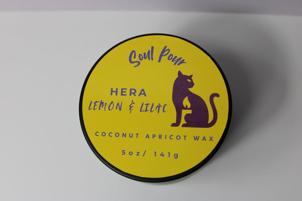 Hera: Lemon & Lilac Candle, Tin Candle